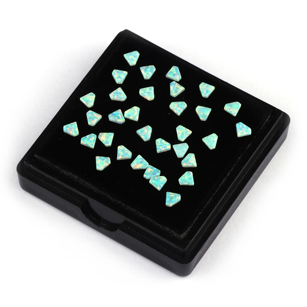 Wholesale Diamond Tooth Gems Safe Lead Free Synthetic Fire Opal Blue White 3.6x3mm Dental Tooth Gems