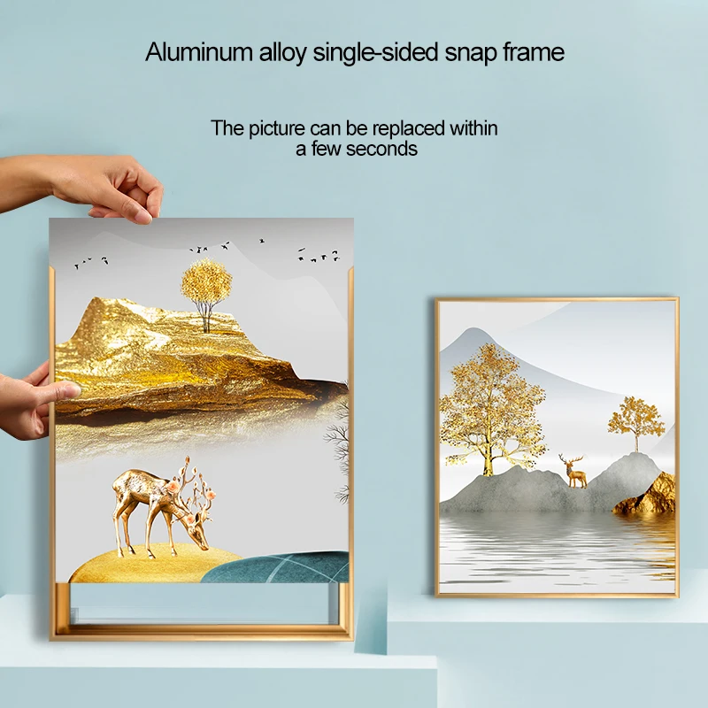 A1-A6 Black Titanium Gold Single Strip Opening Aluminium Frame Diploma Metal Frame Aluminum Clip Photo Picture Snap Frame