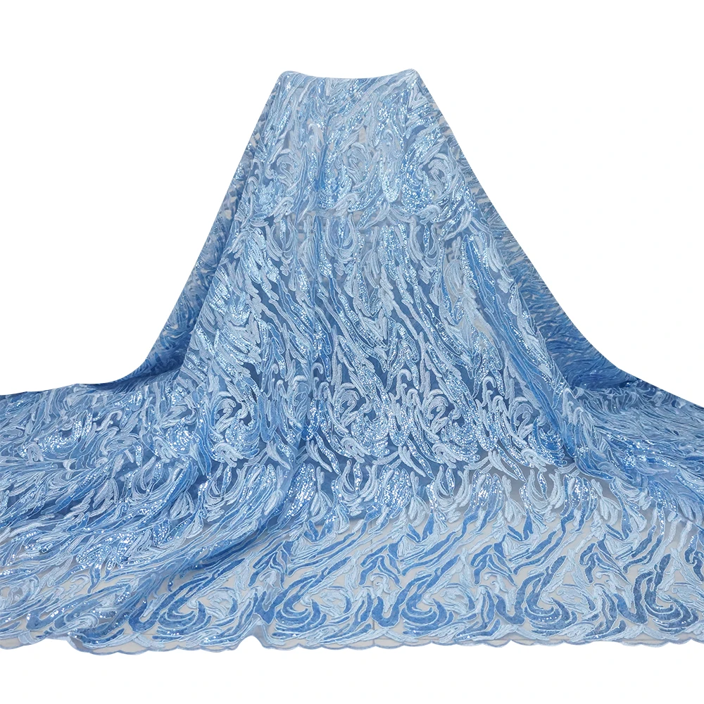 SH20 wholesale french lace wedding glitter lace dress sequin embroidery beaded lace fabric africanstyle