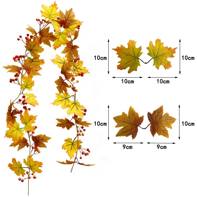 Artificial Plant Vine Artificial Maple Leaf Rattan For Christmas Silk  Flower Wall Hanging Outdoor Indoor Party Scene Decoration