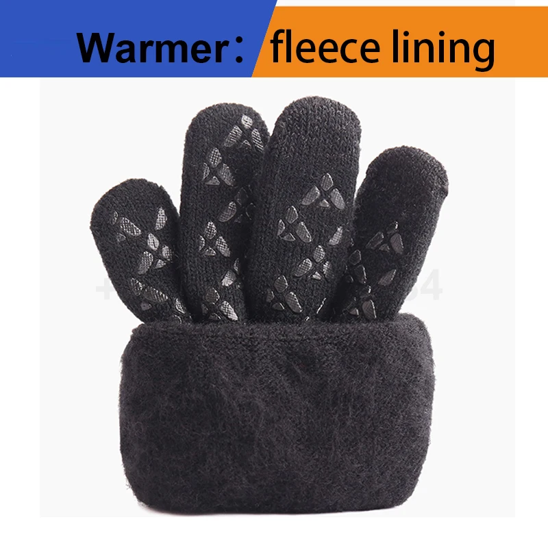 Unisex Lady Gentlemen Anti Slip Cashmere Knitted Gloves Winter Warm Touch Screen Gloves Pvc Dots Non-Slip Gloves