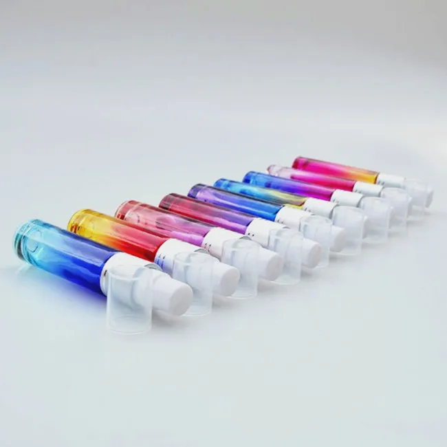 Empty 10 ml gradient color roll on bottle 10 ml Ombre Roller Ball Bottles for Perfume essential oils
