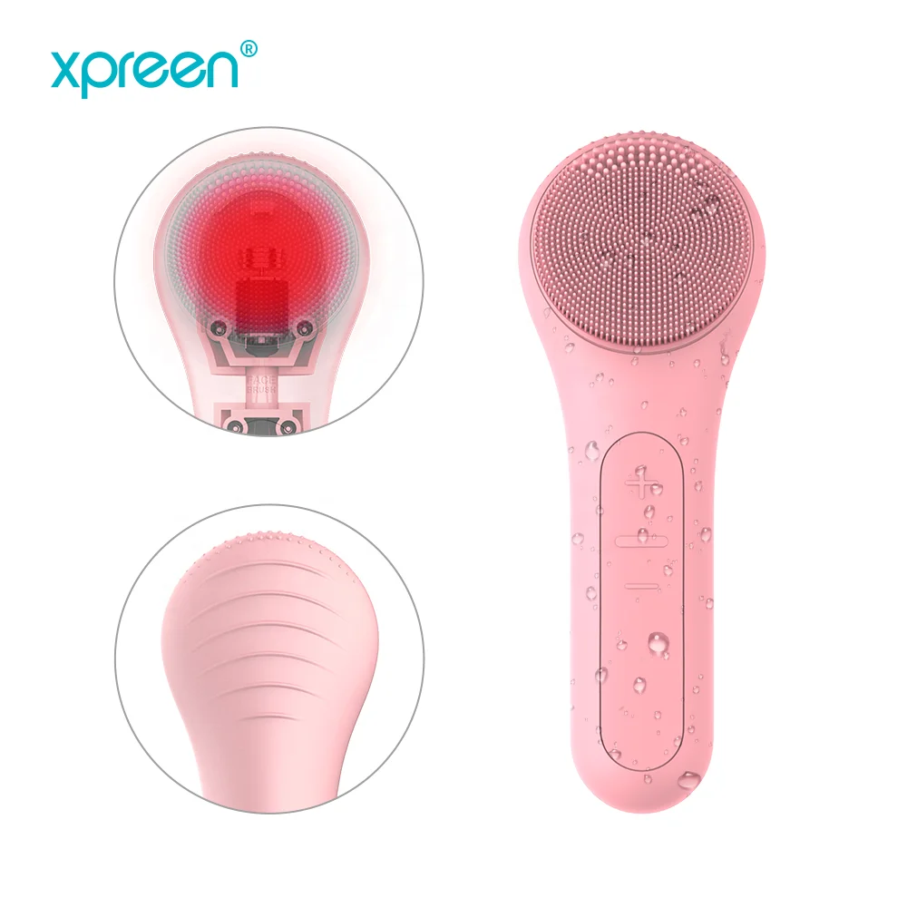 Person skin care manufacturers bulk customized electronic heated silicone exfoliating sonic electric facial cleansing brush