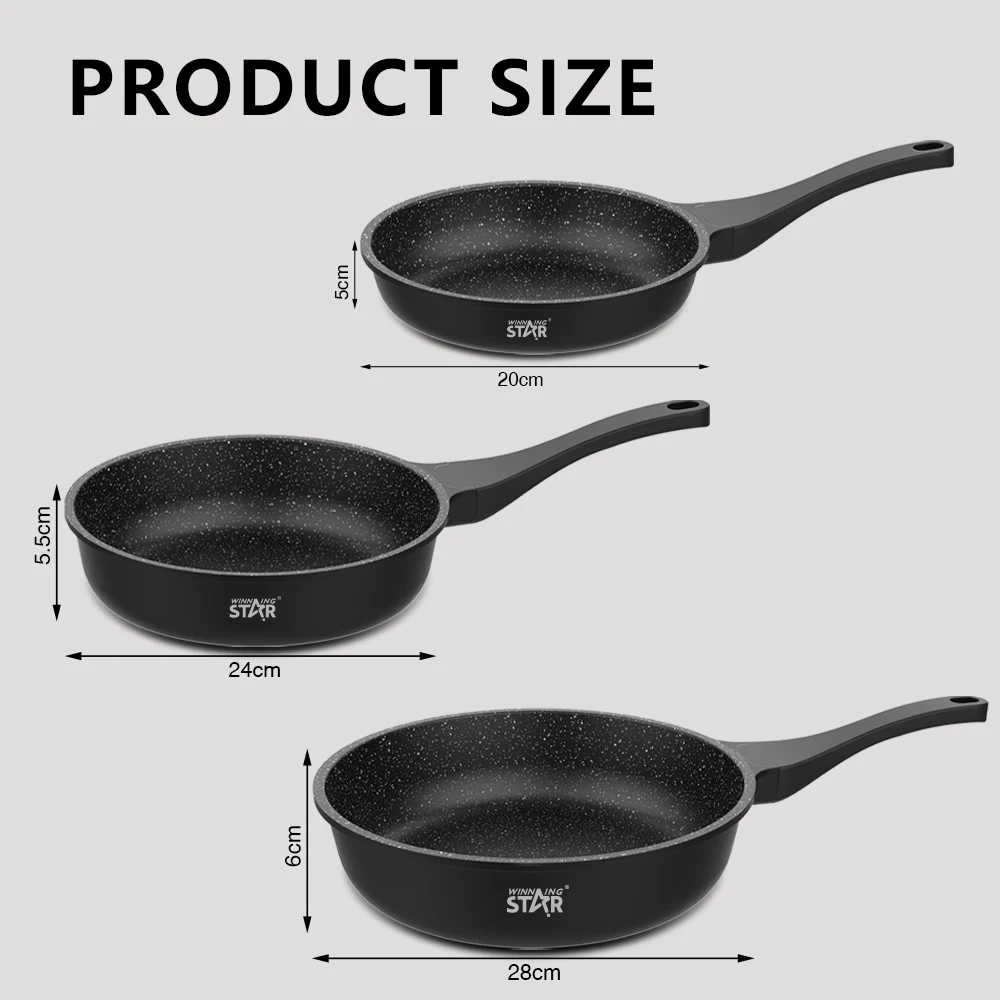 WINNING STAR ST-5200 Cookware Sets Household Kitchenware 20 24 28 cm Die Cast Aluminum Non Stick Round Stir Frying Pan