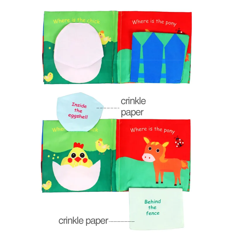 2020 New Products baby safe Early education cloth book Toy HIDE and SEEK on the Farm D141B