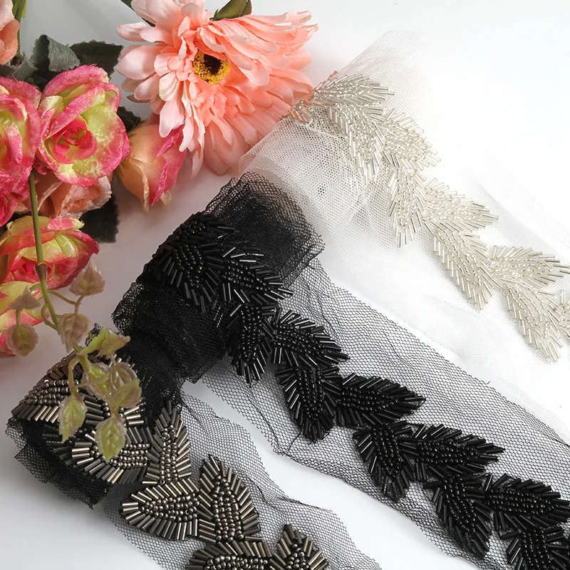 
Kavatar beaded trim rhinestone pearl rhinestone beaded glass trim 