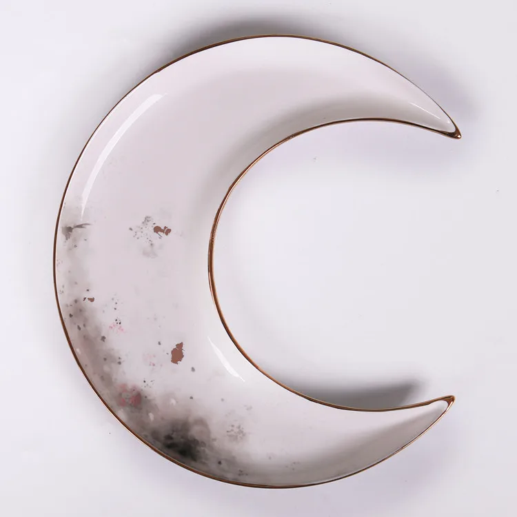 Eid plates Islam Ramadan unique design the moon star shape ceramic snack plates serving dishes