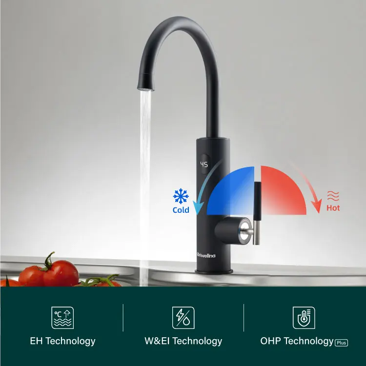 Кран для горячей воды Briwellna, Электрический смеситель для кухни, 220 В, светодиодный дисплей