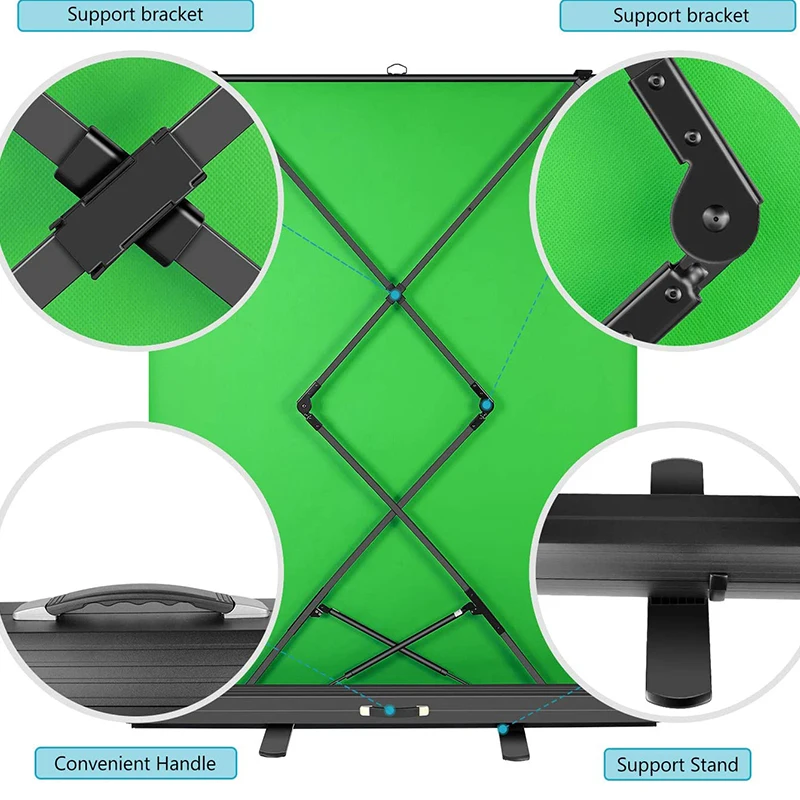 1.5m*2m  Manual Floor Pull Up Portable Portable Collapsible Green Screen with stand