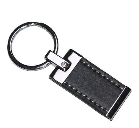 High quality custom LOGO metal PU leather key rings keychain.