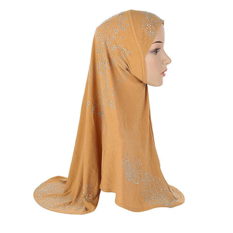 Newest High Quality Diamond Stretchy Cotton Jersey Scarfs Hijabs 2022 Islamic Muslim Headscarf with Rhinestones