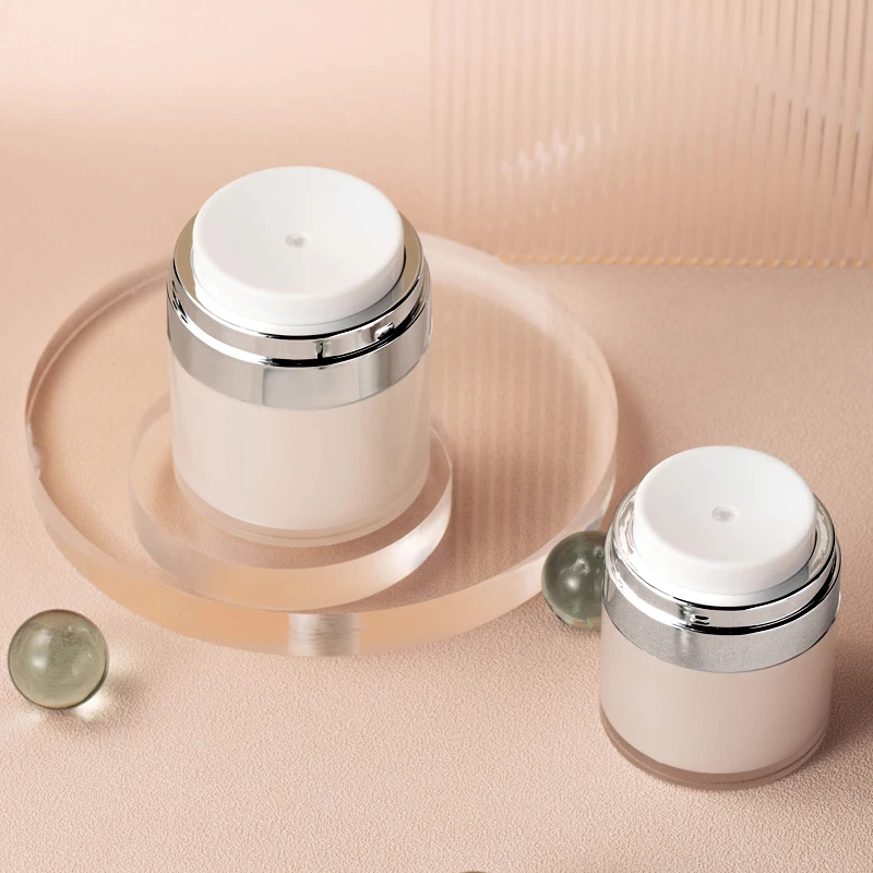 Wholesale Cosmetic 15ml 30ml 50ml Airless Pump Jar Container Empty White Plastic Cosmetic Jars for Skincare