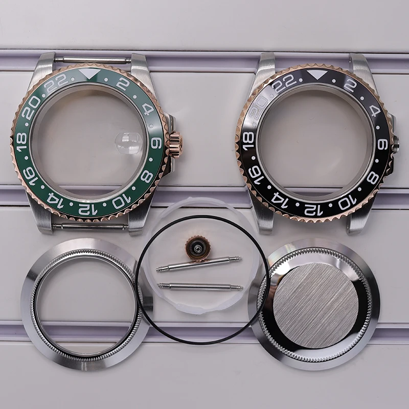 Fashion 40mm modified case full set of substitute gmt bezel insert watch parts For Seiko NH34 NH35 NH36 NH38 Movement dial 28.5