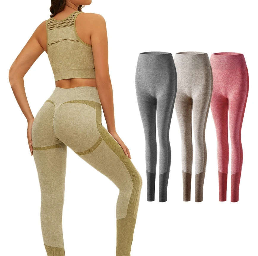 factory Wholesale Seamless Ribbed Yoga Sets OEM Custom Gym Two Piece Fitness Wear yoga set