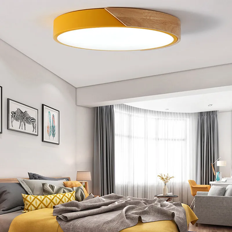 Nordic Style 24W 30W LED Ceiling Light Super Slim Design 3 CCT Changeable Feature Wall Lamps Made Aluminum Fabric Shade Material