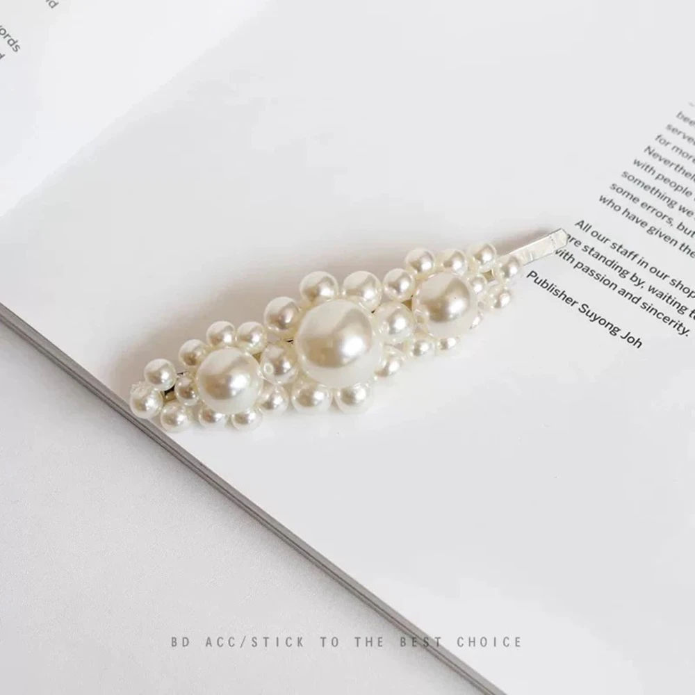 Large Wedding Hair Pins Elegant Rhinestones Barrette for Women Fashion Accessories Girls Hairpin Pearl Hair Clips