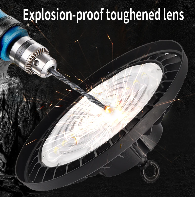 AC220V Super Bright UFO LED High Bay Lights Waterproof Commercial Industrial Lighting Market Warehouses Workshop Garage Lamp