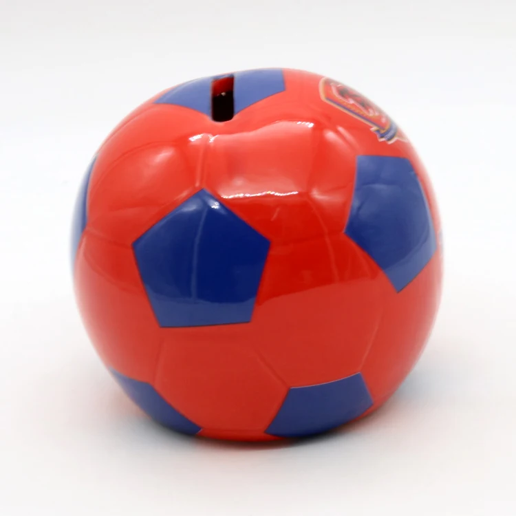Ceramic custom toy safe baby football kids money bank