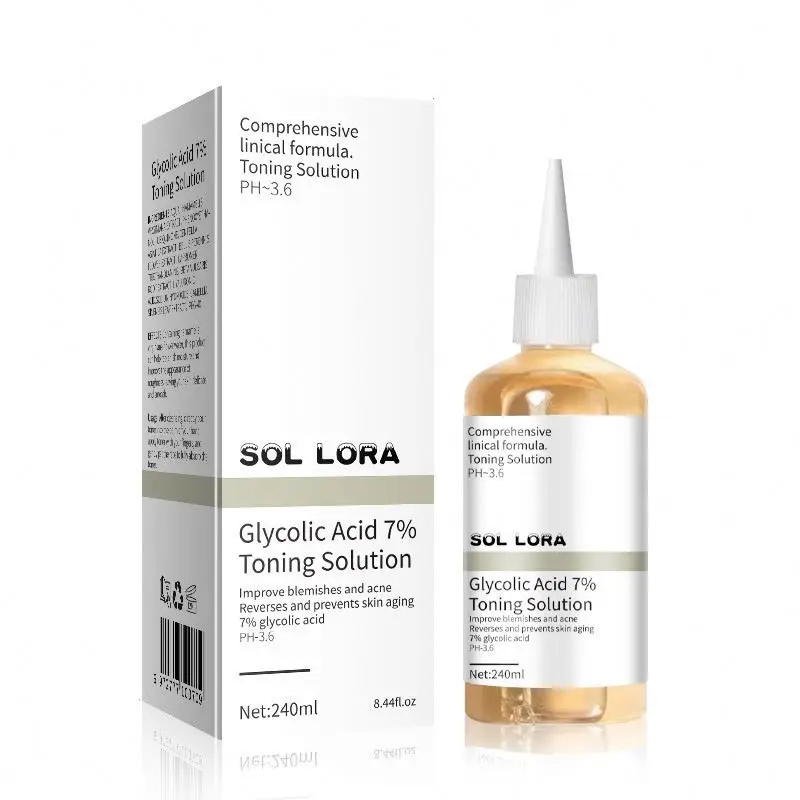 Facial Skin Care 240ML Glycolic Acid 7% Toning Solution PH 3.6 Exfoliating Mouth Closing Blackhead Fruit Acid Essence Water