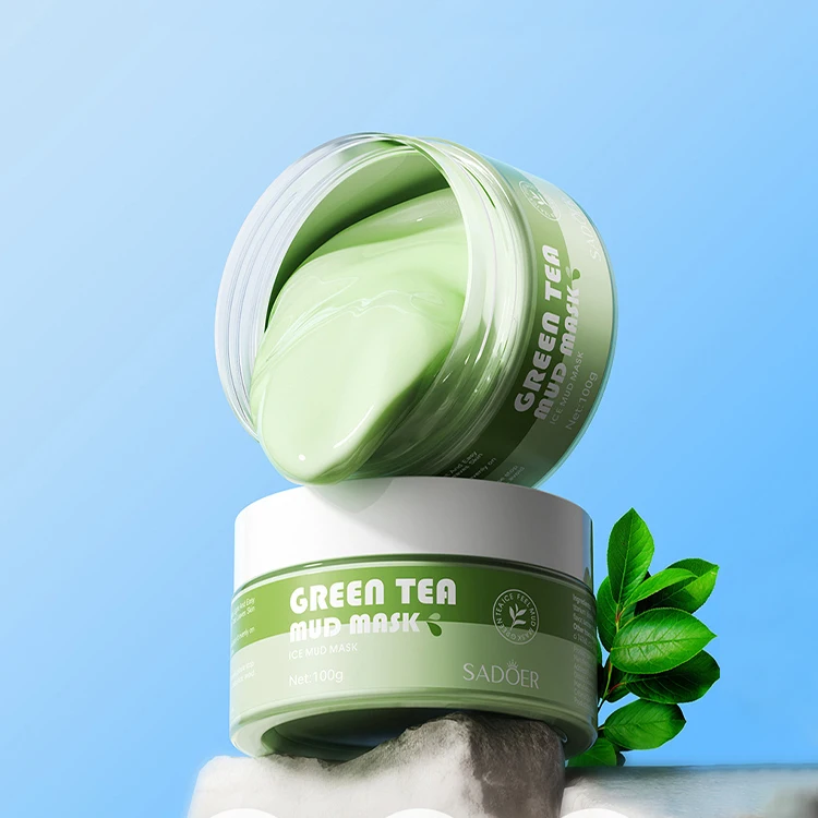 Private Label Low MOQ Vegan Green Tea Clay Face Mask Wholesale Matcha Mud Facial Mask Whitening Face Mask