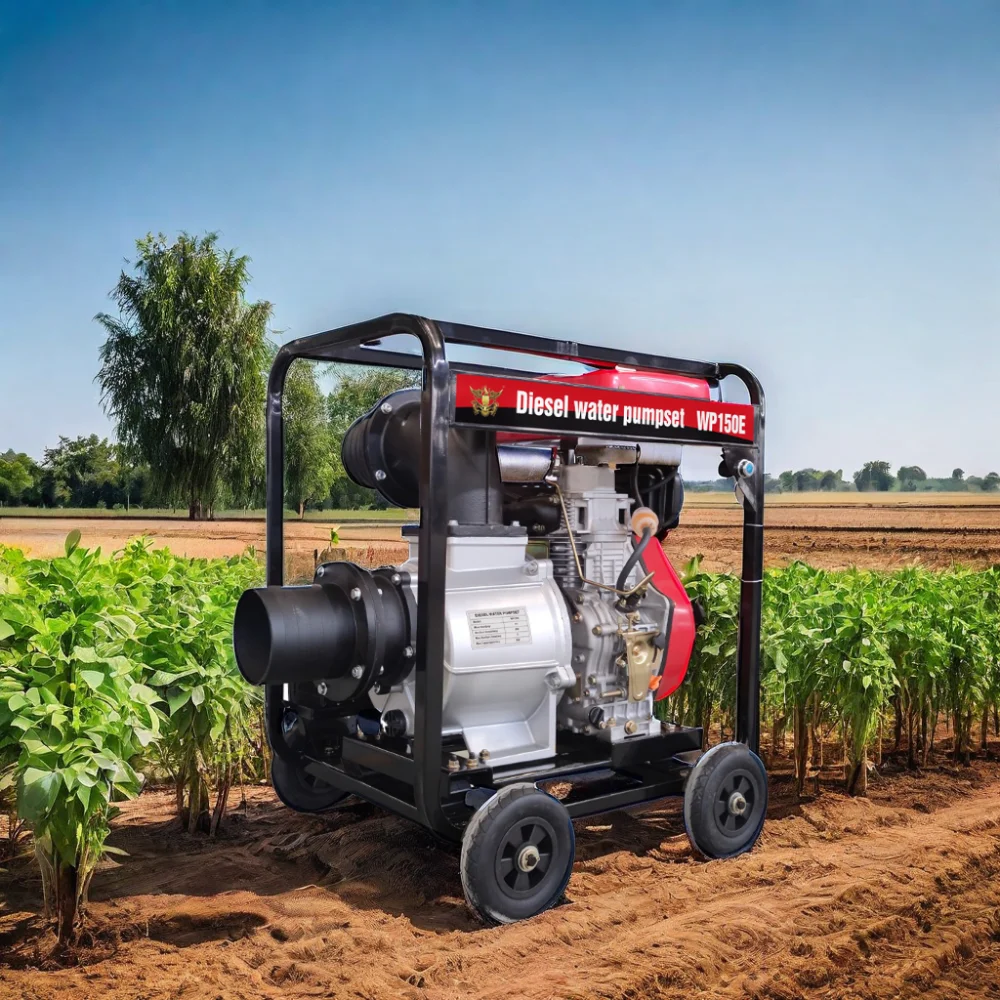 Electric 6 Inch Water Pump Diesel with 15HP 220V for Wastewater Treatment Irrigation With Wheels