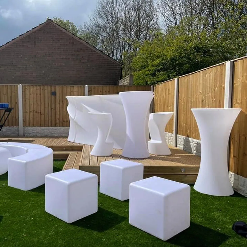event outdoor garden patio hookah lounge furniture plastic led sectional sofa chair set/LED light up outdoor furniture