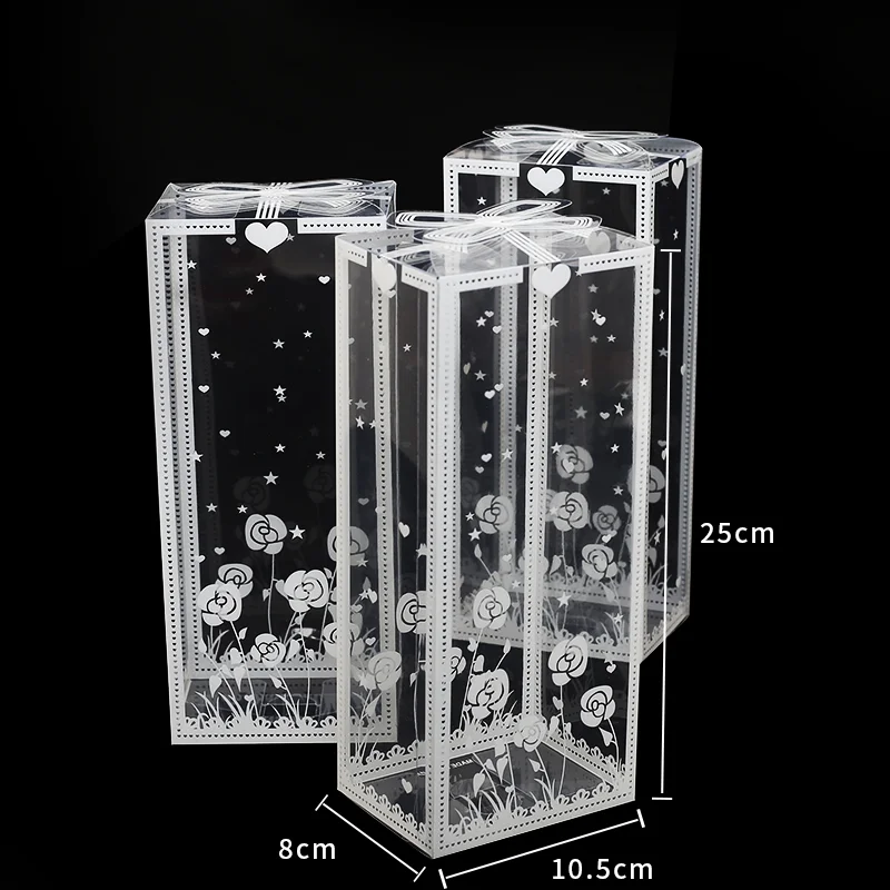 Customized clear PVC PET tall gift packaging box plastic folding packaging box direct factory
