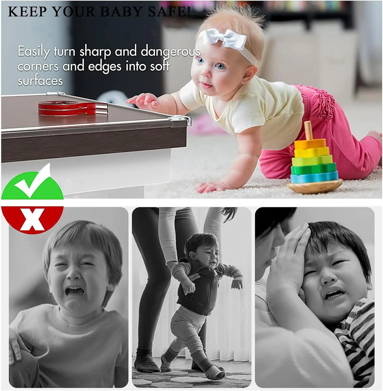 Transparent PVC Adhesive Safety Edge Strip Angle Protection for Furniture & Table Corners Baby-Safe Corner Bumper