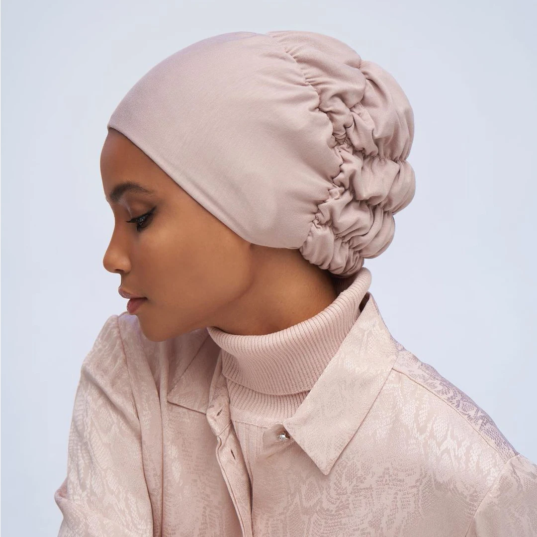 Sharut Newest Islamic muslim ruched elastic milk silk cotton jersey stretch tie back underscarf hijab caps