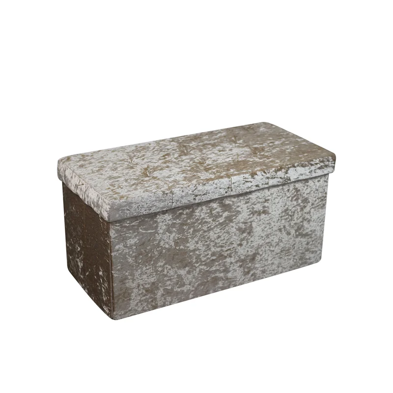 
Hot sale Crushed velvet Large silver storage ottoman for living room 