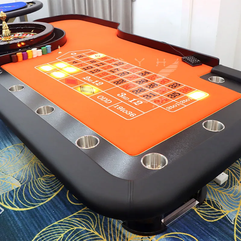 YH Casino Professional Electronic Roulette Table Casino Wooden 8 Players Roulette Wheel Table Poker Table