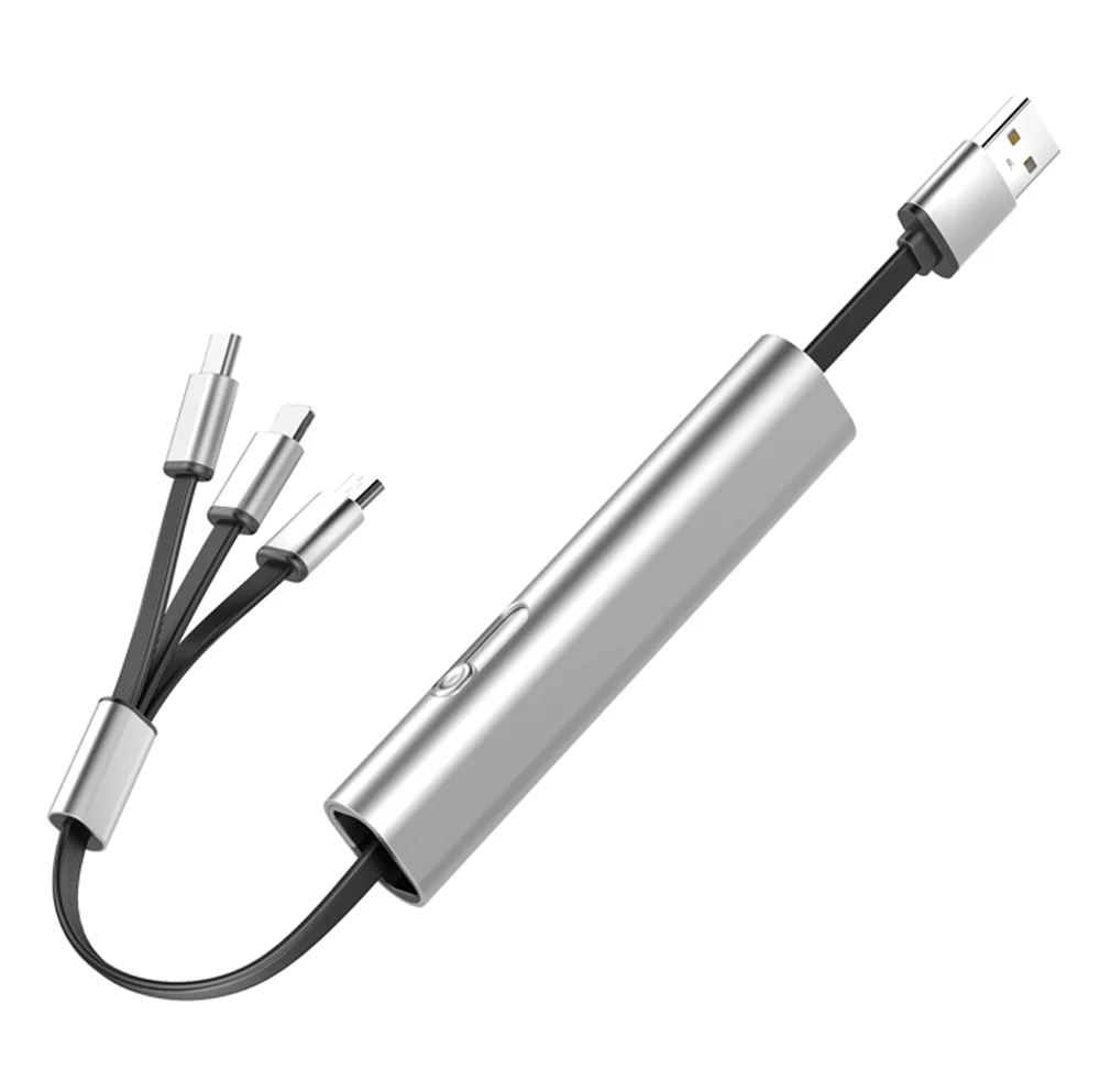 2021Trending New Metal 3in1 Multi USB Charger Cable with Keychain Custom Logo Universal  Retractable USB Cable for Gifts