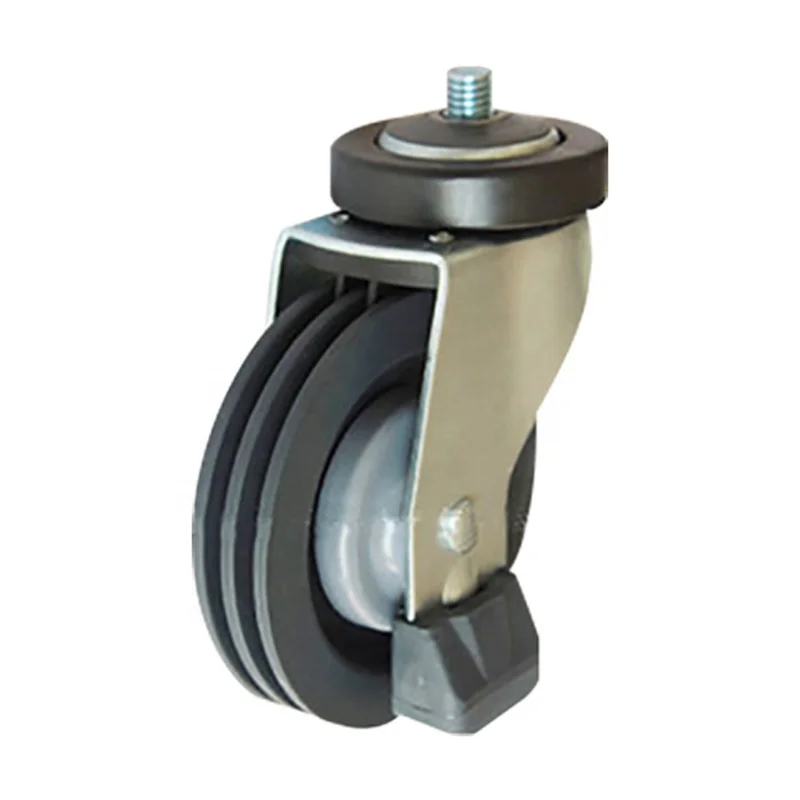WBD supermarket shopping cart replacement escalator caster threaded stem pu swivel caster wheels
