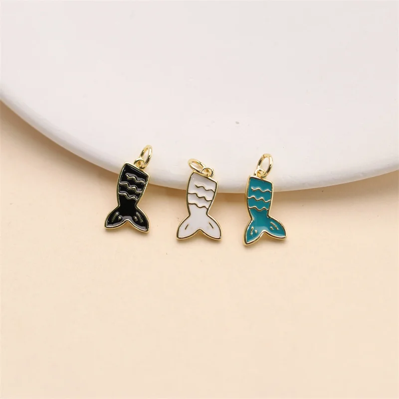 Enamel Whale Tail Charms Mermaid Charms Pendants for Diy Supplies Jewelry Accessories