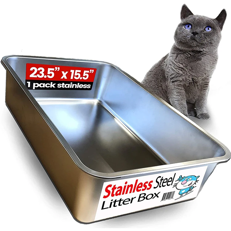 Wholesale Stainless Steel Large Capacity Cat Toilet Box  Cat Litter Trays Cat Litter Box