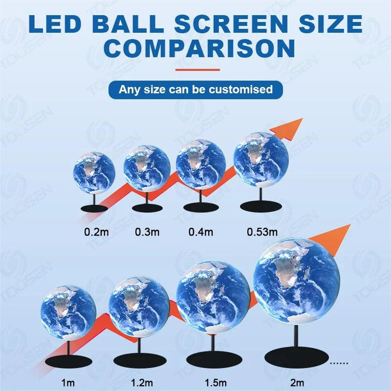 Toosen P1.5P1.9P2 Sphere LED Screen Globe Diameter0.2m0.3m0.4m0.5m1m1.5m2m Shaped Spherical Pantalla LED Ball Flexible Display