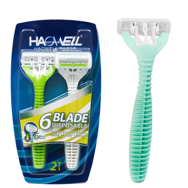 HW-B509DR Hot sale Haowell Stainless steel  Sharp 5 five Blade shaving razor with TPR Handle mens daily shaving OEM