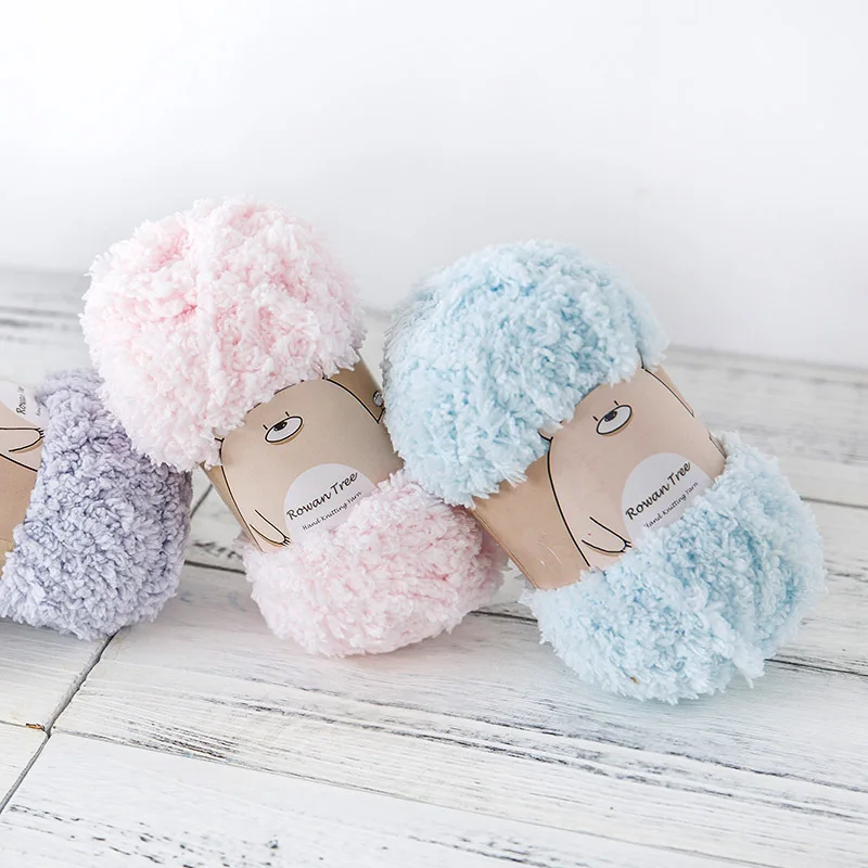Fancy Yarn Chunky Fine Chenille Velvet Knitting Yarn Crochet Baby 100% Polyester Chenille Yarn