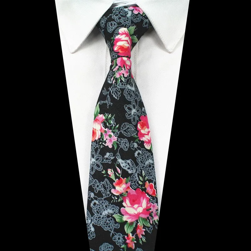 
Fashion Floral High Quality Slim Cotton Necktie 