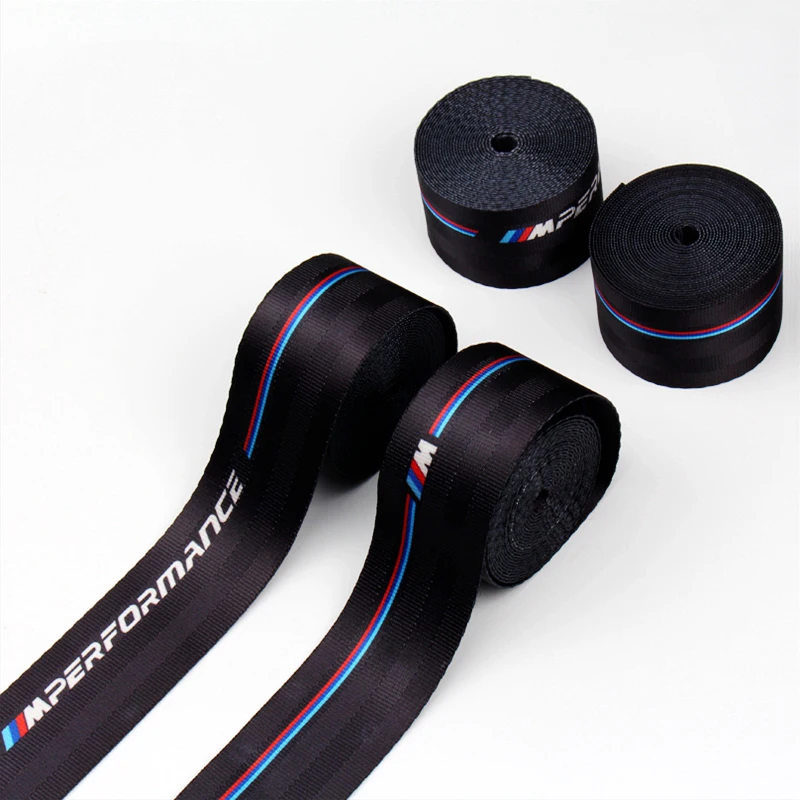 Custom m performance 4.8cm width 3 point modified auto parts interior accessories racing sports car colored seat belts for bmw