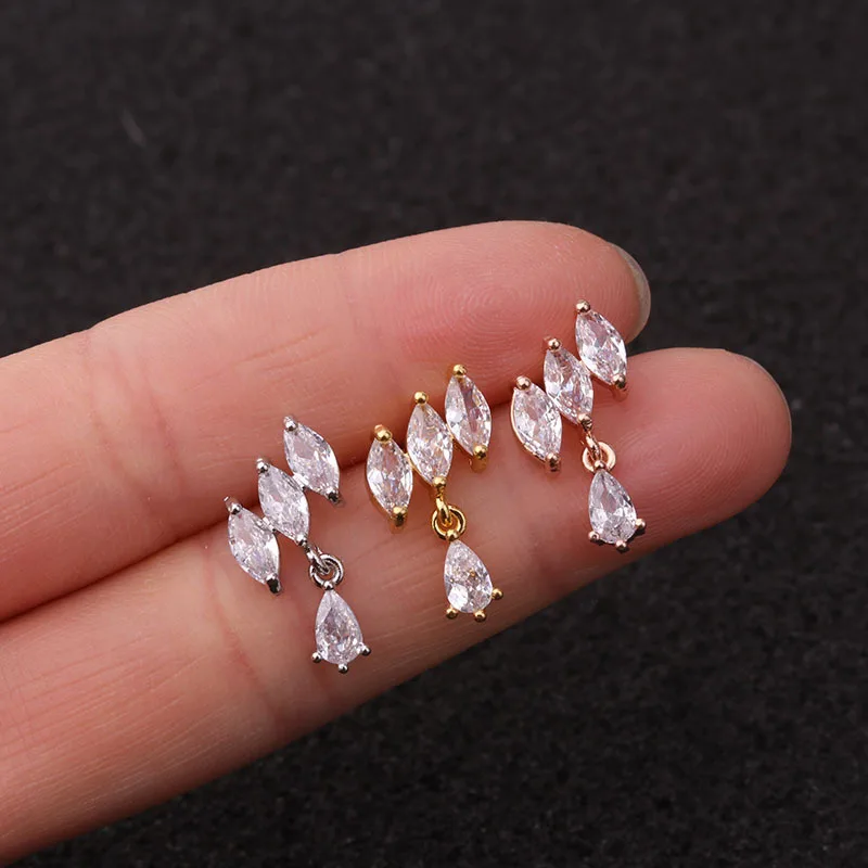  Silver Rose Gold Curved Stainless Steel Bar Ear Piercing Jewelry Flower Crown Tragus Daith Earrings