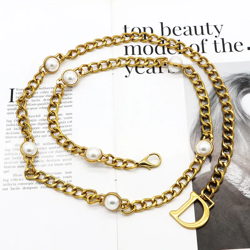 Luxury Designer Metal Chain Belt Double C Original LOGO Famous Brands Belts Pendant Dress Jeans Waist Sweater Chain