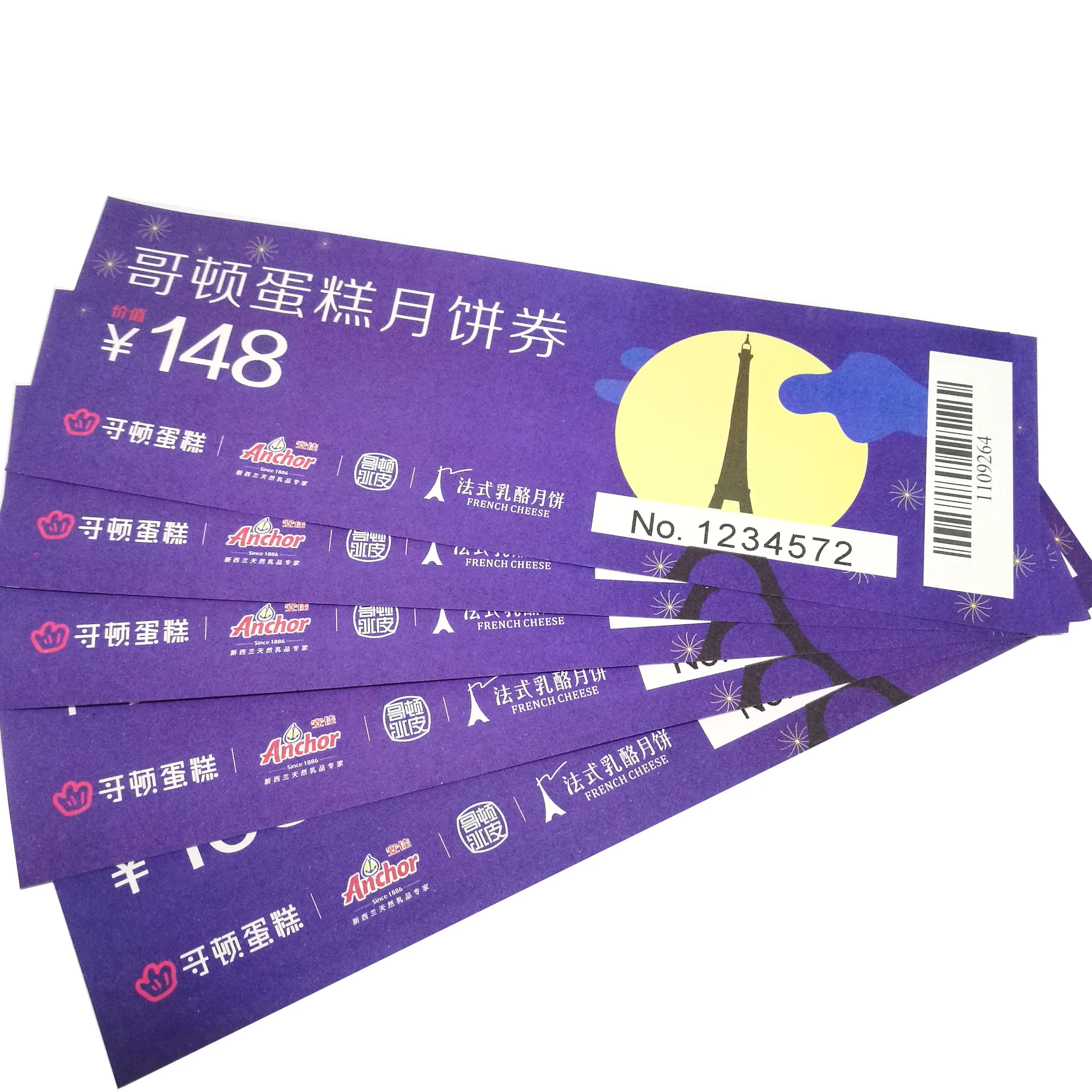 Custom Anti-counterfeiting Booklet/Ticket/Gift Coupon/Voucher Sticker