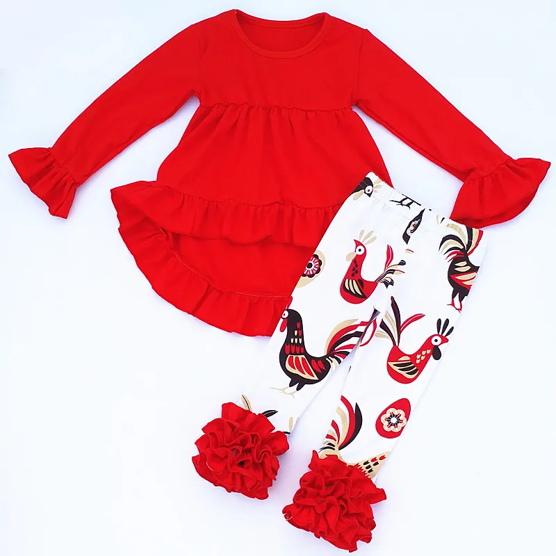 Toddler clothing for Thanksgiving Day winter baby clothes high quality clothing Turkey printed ruffle dress sets for holiday