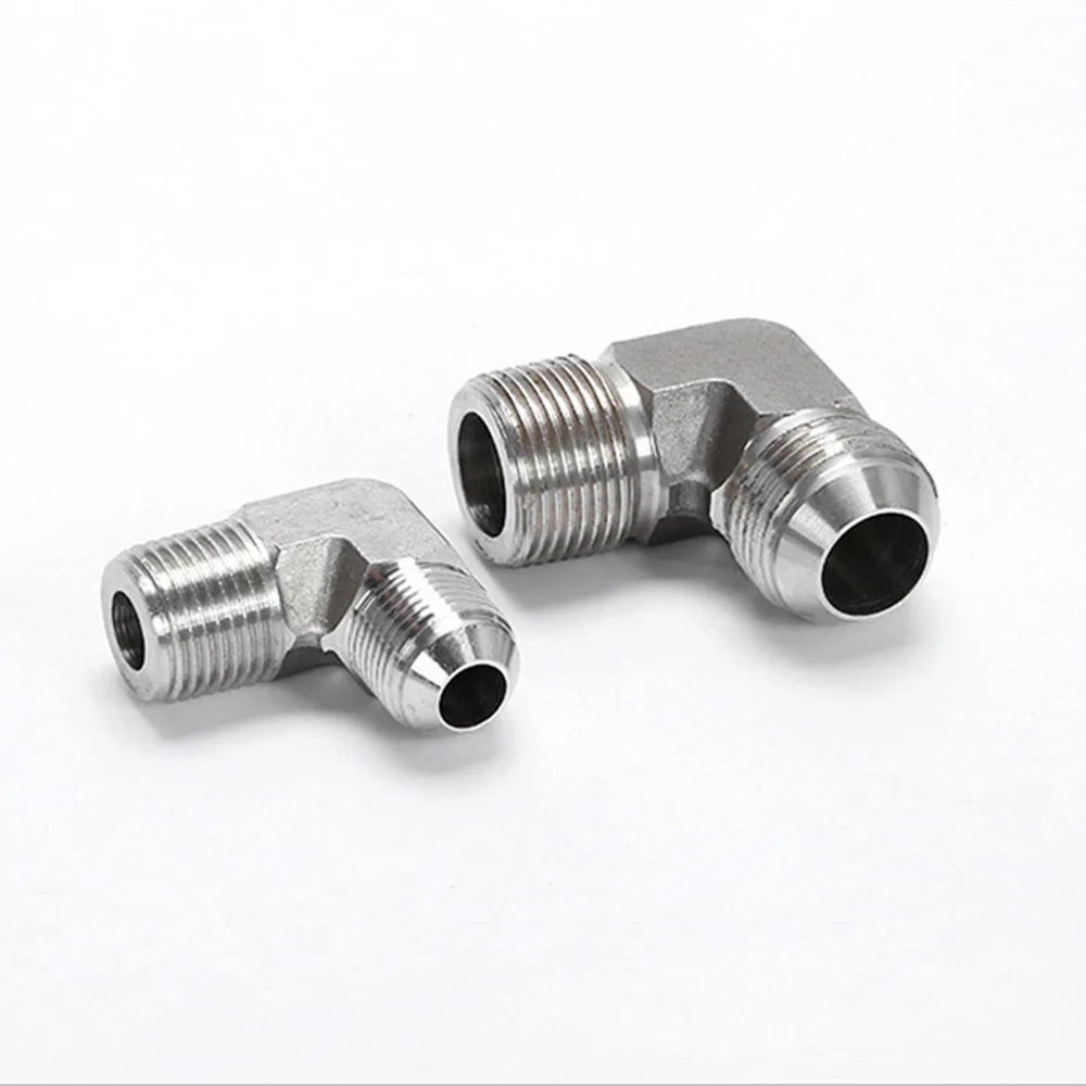 90 Degree Elbow Male JIC Flare to Male BSP NPT Stainless Steel High Pressure Pipe Fitting