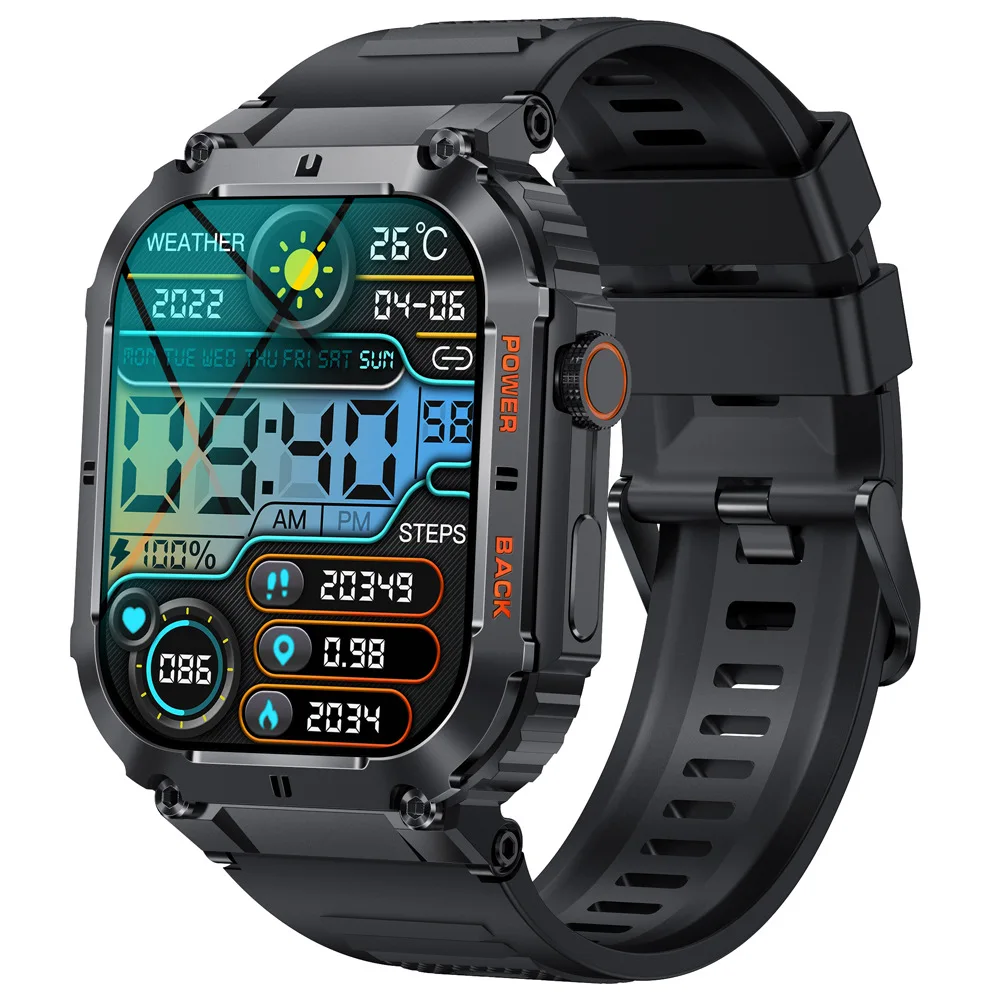 1.96-inch metal case, heart rate, blood pressure, blood oxygen, sleep, weather information reminder, waterproof call watch