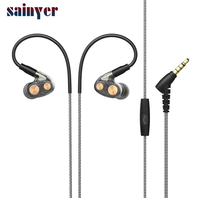 N35 тройные драйверы в ухо наушники Hifi супер бас стерео наушники Проводная гарнитура с микрофоном