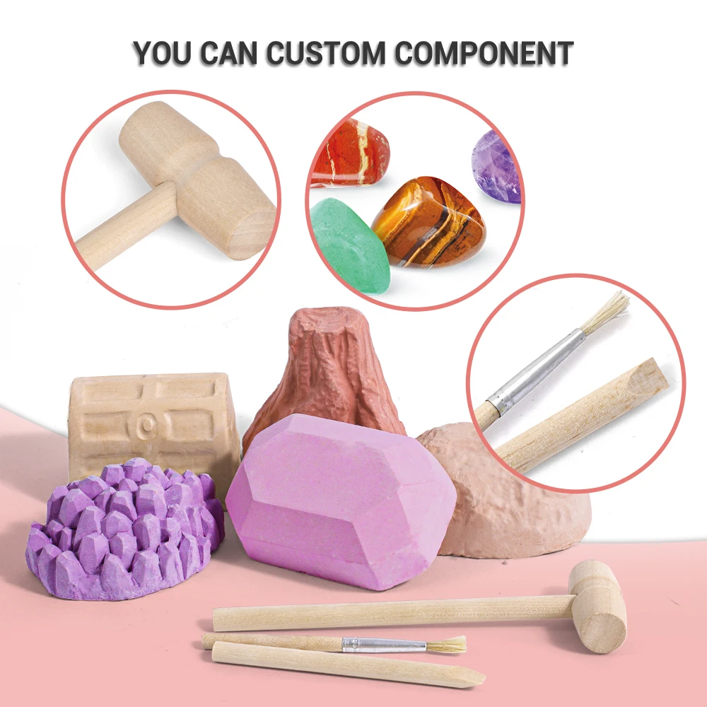 5 in 1 child gift boy and girl educational stem learning advantage toy set stone dig kit stone collection