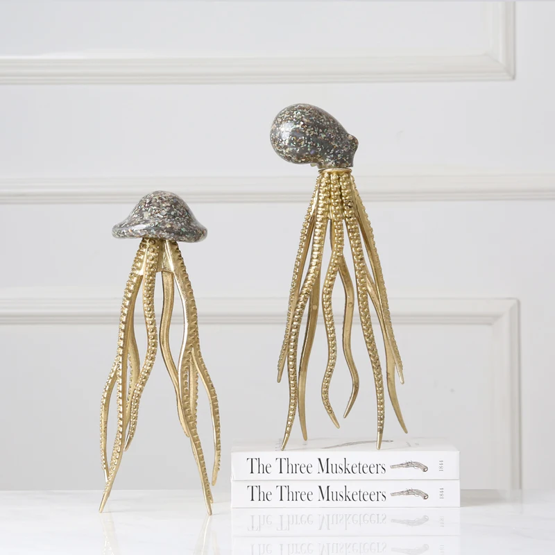 Nordic decoration home art craft resin interior shell octopus pieces for decoration