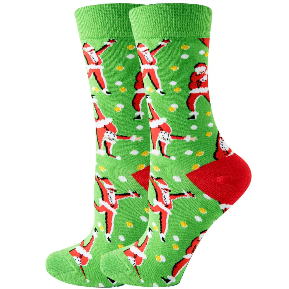 New Custom Design Fashion Santa Xmas Christmas Colorful Men Colorful Dress Socks